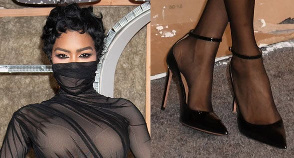 Teyana Taylor Brings Sculptural Drama to The Rip Premiere in Ashi Studio Dress and Aquazzura Pumps
