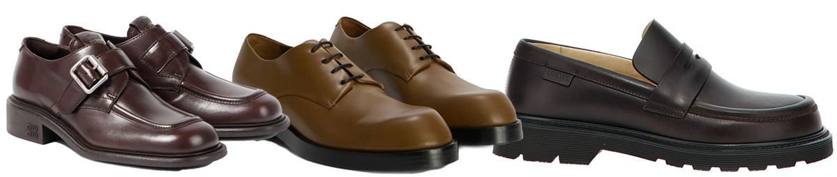 Miu Miu Polished Leather Brogues; Jil Sander Leather Derby Shoes; Loewe Blaze Loafers