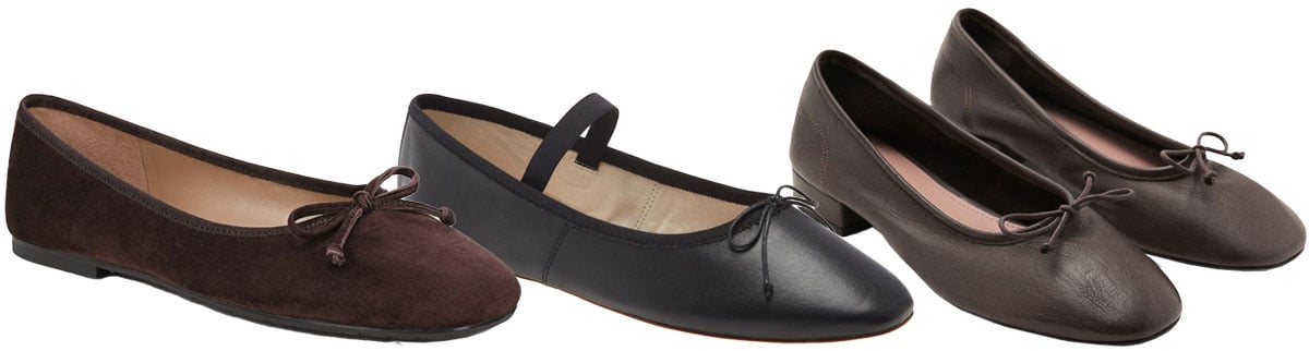 Classic ballet flats with bows and rounded toes captured a delicate look that started feeling overly sweet as streamlined flats emerged