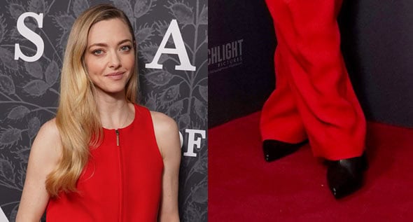 Amanda Seyfried Makes a Statement in Red Armani Vest, Pants, and Black Boots at The Testament of Ann Lee London Screening