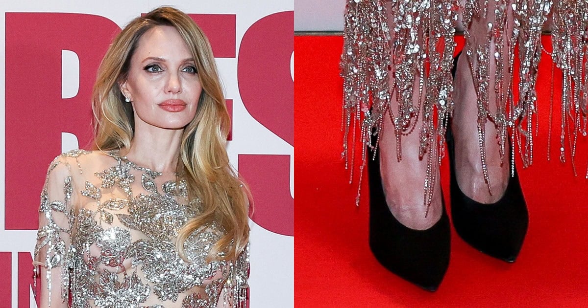 Angelina Jolie Pairs Givenchy Sequin Dress With 'Spiky' Glove Pumps at  Coutures Paris Premiere