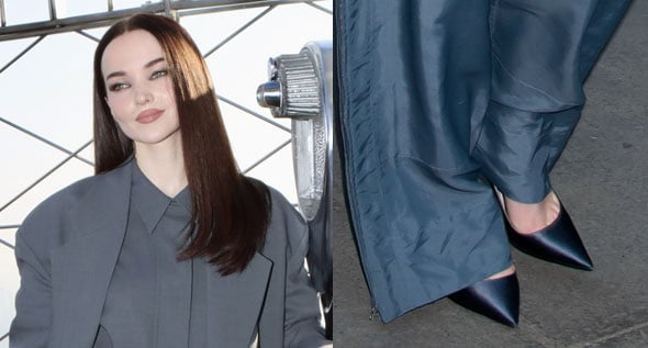 How 5ft 2 Dove Cameron Uses Satin Pumps to Master the Oversized Office-Core Trend