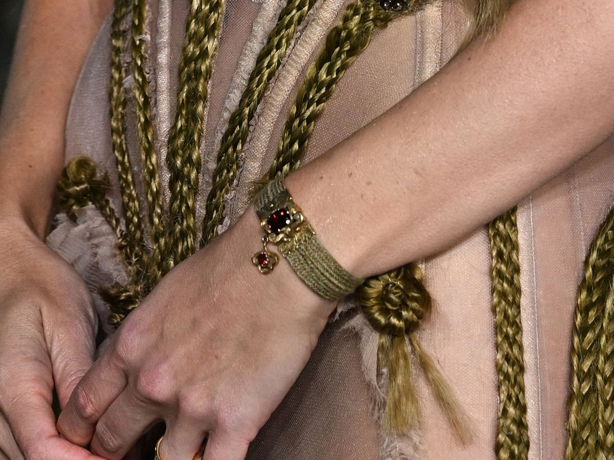 Margot Robbie wears a replica of Charlotte Brontë’s Victorian mourning bracelet, originally containing her sisters Emily and Anne's hair