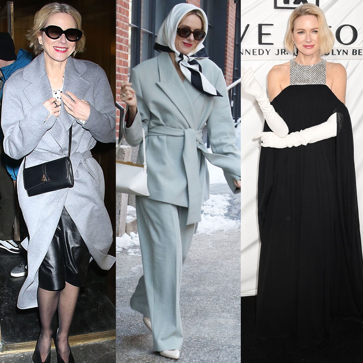 Naomi Watts channels modern Jackie O chic, stepping out in sleek pumps and refined heels during the Love Story: John F. Kennedy Jr. & Carolyn Bessette FX press tour in New York City on February 5, 2026, and again at the series premiere at Carnegie Hall on February 3, 2026