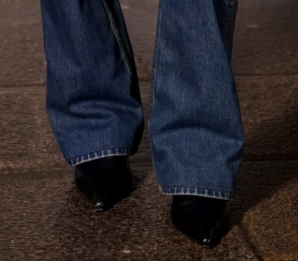 Nicky Hilton ditches her usual feminine sandals or pumps for edgy black leather boots