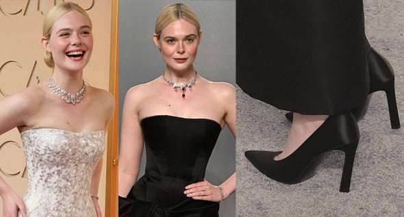 Elle Fanning Trades Ethereal Oscars Givenchy Gown for Sharp Satin Pumps at 2026 Vanity Fair Party