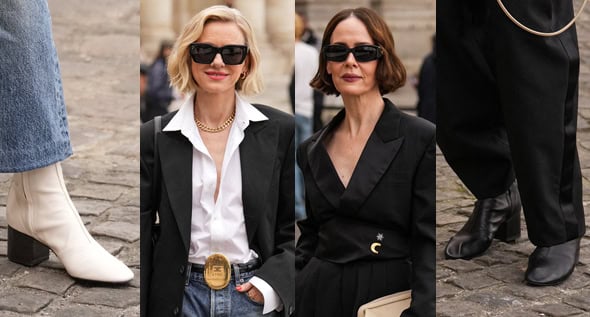 Naomi Watts and Sarah Paulson Style Celine’s “Cheri” Boots Two Ways at Paris Fashion Week