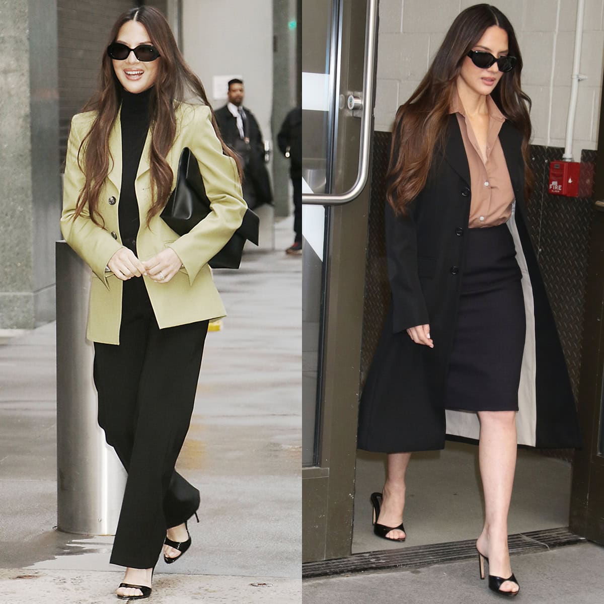 Olivia Munn steps out in New York City on March 30, 2026, alternating between sleek black mules by Paris Texas and Victoria Beckham as she arrives at and departs from her Good Morning America appearance to discuss Your Friends & Neighbors