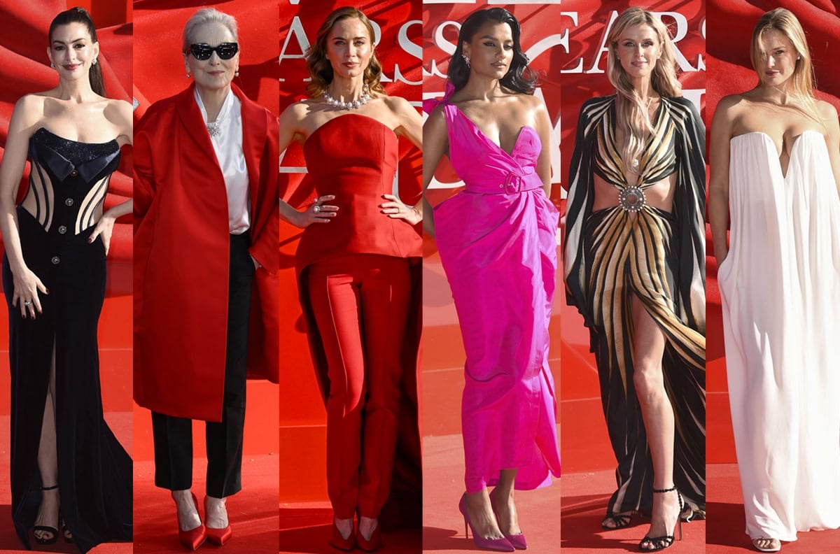 Anne Hathaway, Meryl Streep, Emily Blunt, Simone Ashley, Nicky Hilton, and Bar Refaeli showcase their best fashion foot forward as they attend the European Premiere of The Devil Wears Prada 2 at Leicester Square in London, England