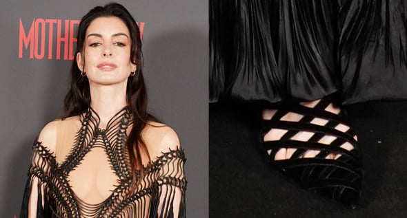 Anne Hathaway’s Mother Mary Style: Gothic Aquazzura Booties and Iris van Herpen’s “Astral” Dress