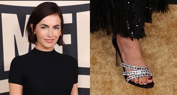 Camilla Belle Pairs Architectural Alexandre Birman Delilah Sandals With Sequin Ralph Lauren Skirt