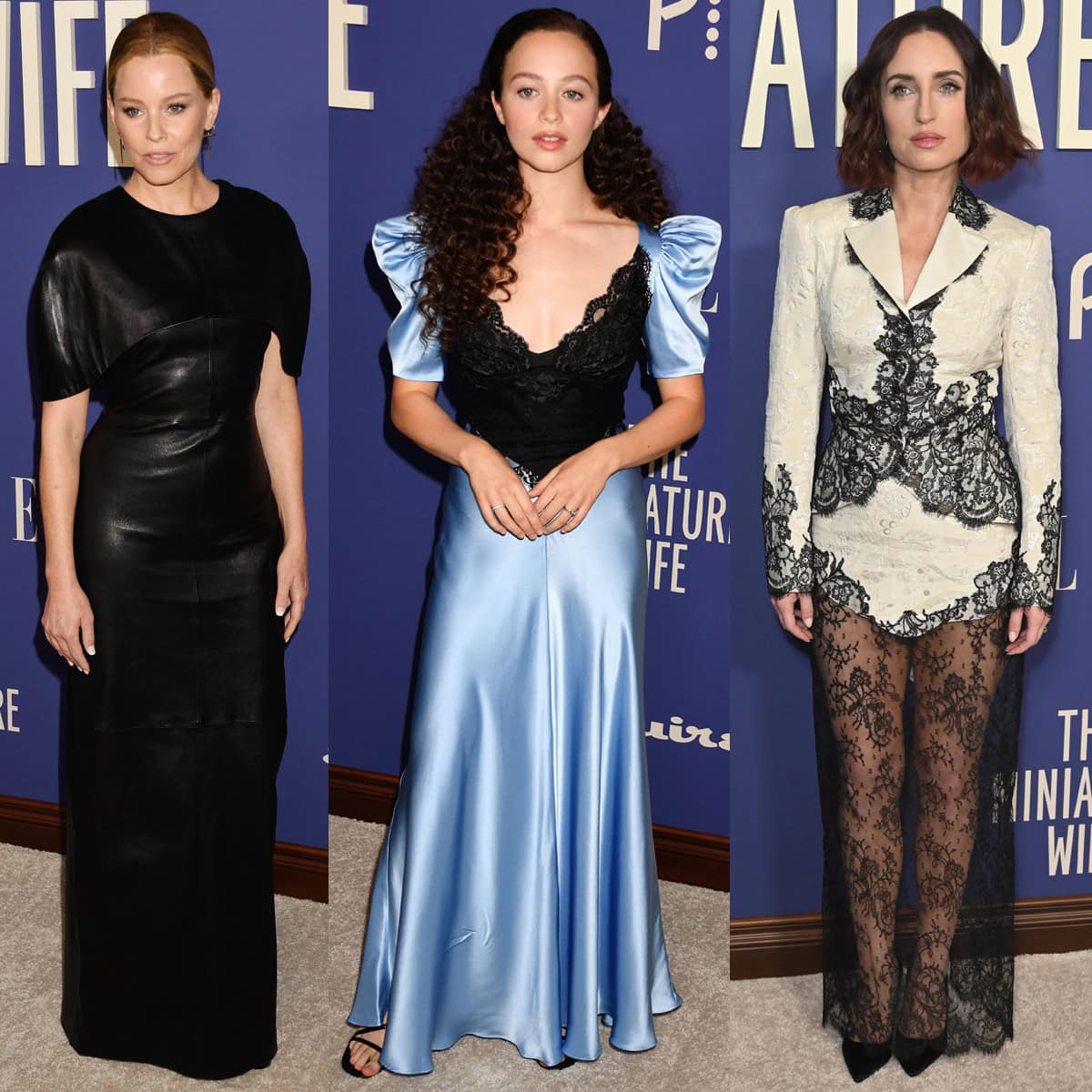 Elizabeth Banks, Sofia Rosinsky, and Zoe Lister-Jones each bring a distinct point of view to the red carpet at Peacock’s The Miniature Wife premiere—Banks in sleek black minimalism, Rosinsky in a romantic Rodarte gown with strappy sandals, and Lister-Jones in a sharply tailored Wiederhoeft look grounded by classic pointed pumps—at the DGA Theater Complex in Los Angeles on April 6, 2026