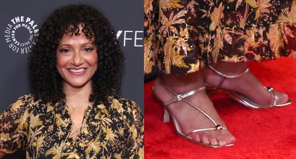 Judy Reyes Wears Loeffler Randall “Triana” Sandals With Ulla Johnson Dress at 2026 PaleyFest