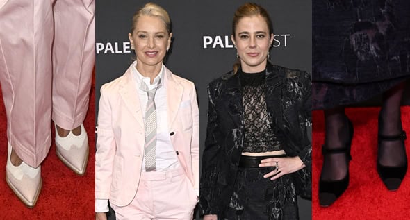 Pink vs. Goth: Katherine LaNasa and Taylor Dearden Clash Styles in Thom Browne Brogues and Alexandre Birman Mary Janes at PaleyFest