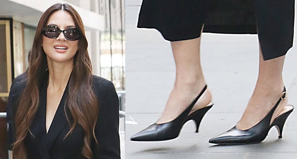 Olivia Munn Styles Gianvito Rossi ‘Sofia’ Pumps With a Sharp Skirt Suit for Today Show Appearance