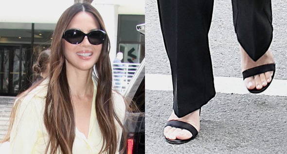 Olivia Munn Pairs Giuseppe Zanotti “Neyla” Sandals With Chic Office-Ready Look