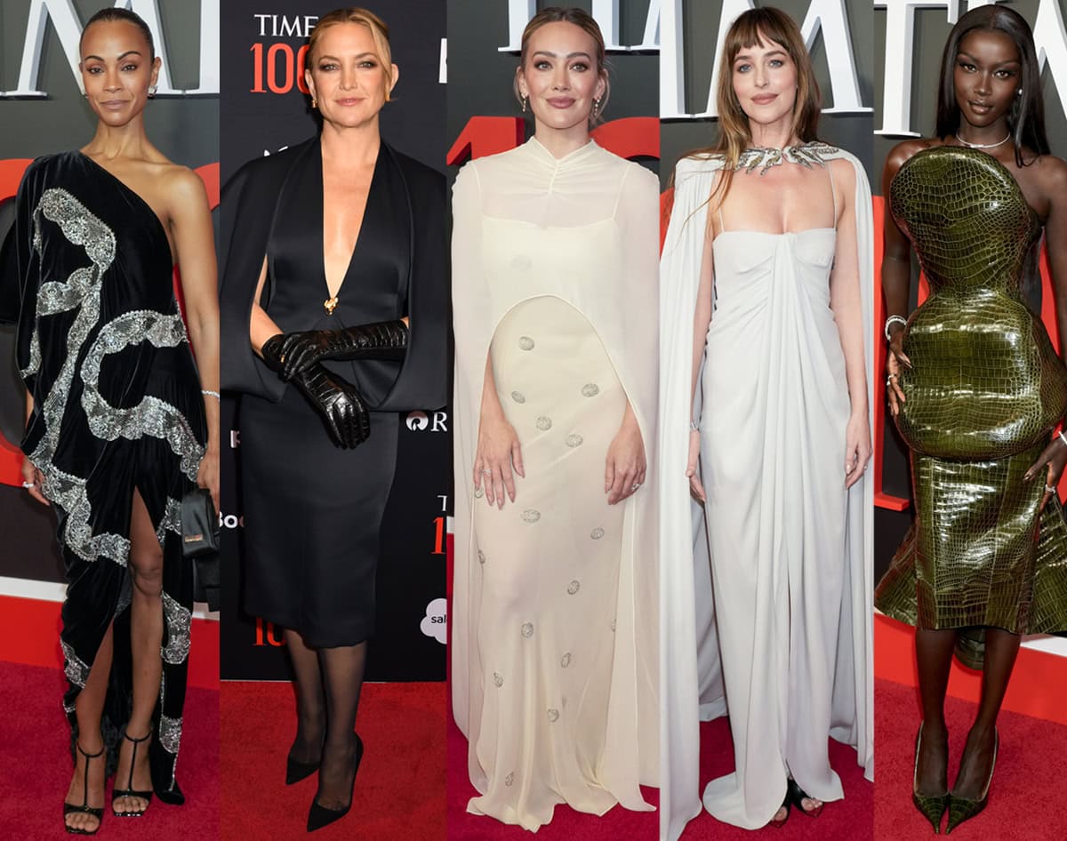 Zoe Saldaña, Kate Hudson, Hilary Duff, Dakota Johnson, and Anok Yai put their best fashion foot forward in elegant dresses and striking heels at the 2026 Time 100 Gala, celebrating the list of the 100 Most Influential People in the World, held at Frederick P.Rose Hall at Lincoln Center
