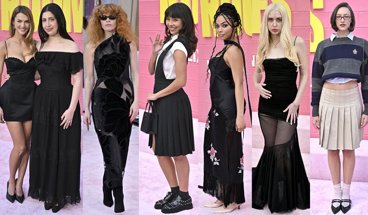 Chloe East, Sadie Sandler, Natasha Lyonne, Xochitl Gomez, Bella Murphy, Chloe Cherry, and Ava Michelle bring a mix of sultry black and preppy styling to the Roommates Los Angeles premiere, grounded by everything from sharp pumps to chunky brogues and modern Mary Janes at the Egyptian Theatre Hollywood on April 13, 2026
