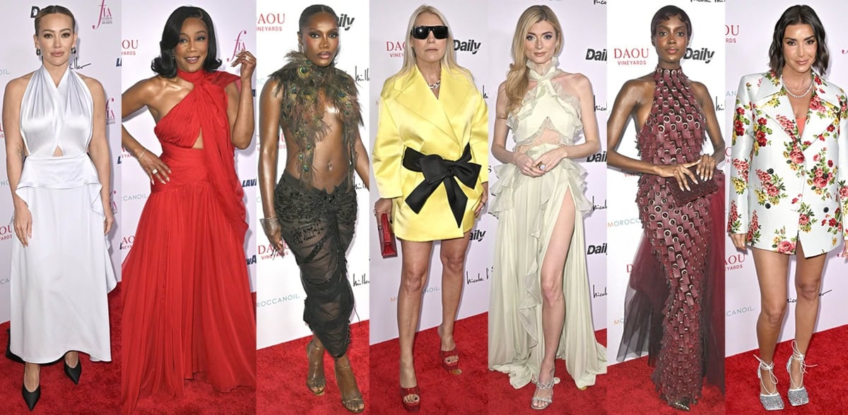 Hilary Duff, Tiffany Haddish, Doechii, Corina Larpin, Sophie Sumner, Madisin Rian, and Bronwyn Newport command attention in statement heels and high-impact designer looks at Daily Front Row’s Fashion LA Awards, where crystal-studded mules, sculptural pumps, and strappy metallic sandals elevate a red carpet defined by bold texture, color, and silhouette