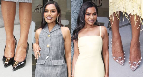 Mindy Kaling Pairs Schiaparelli’s $2,200 Keyhole Pumps With Crystal Louboutins for Hulu Press Tour
