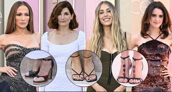 Jennifer Lopez Stuns in 2004 Vintage Versace & Towering Platforms at ‘Office Romance’ Premiere