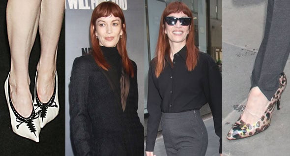 Britt Lower Rocks Punk-Edge McQueen “Koko” Corset Pumps & Whimsical Polka Dots in NYC