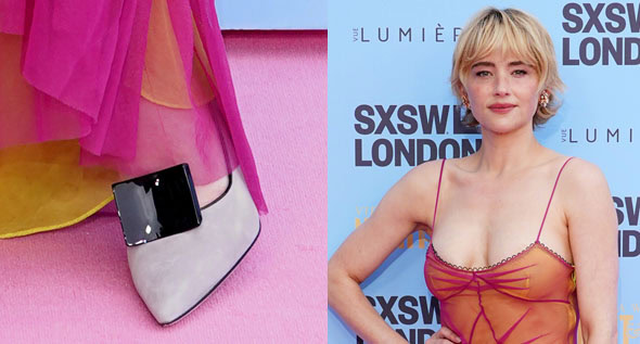Haley Bennett Pairs Sculptural Manolo Blahnik Bukla Pumps With Viktor Gichev Gown at ‘Night and Day’ Premiere