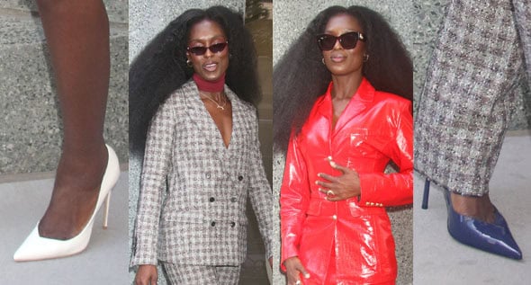 Modern Power Dressing: Jodie Turner-Smith Pairs Cobalt Le Silla Pumps and White Stilettos With Tailored Suits for The Agency Press Tour