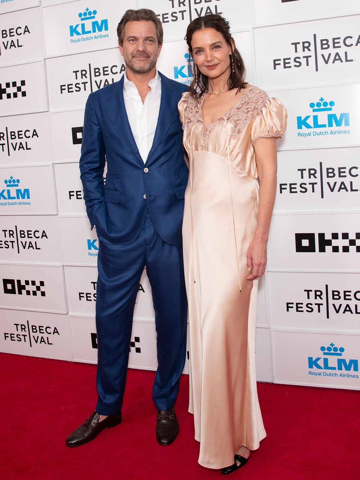 Joshua Jackson and Katie Holmes reunite at the Tribeca Film Festival premiere of their romantic dramedy Happy Hours