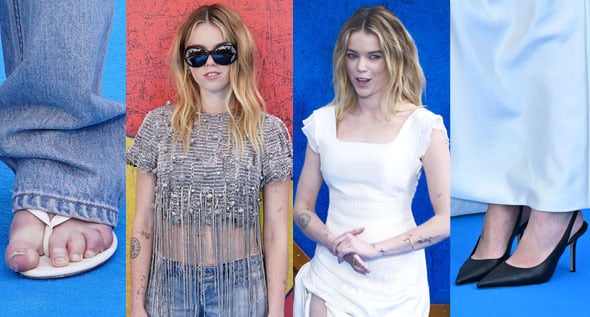 Milly Alcock Swaps Method Dressing for Gianvito Rossi Sandals & Jimmy Choo Slingbacks at Supergirl London Press Tour