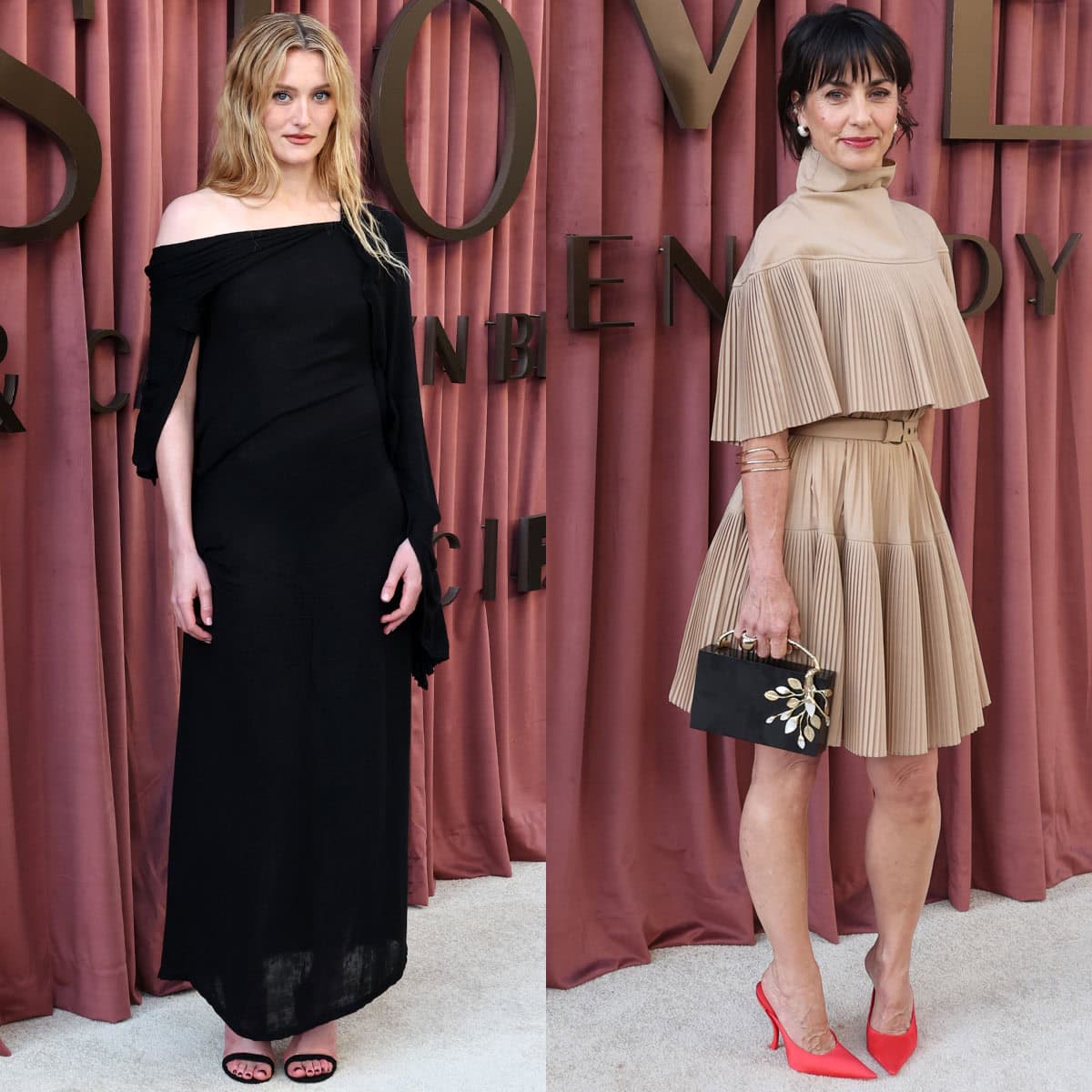 Sarah Pidgeon and Constance Zimmer showcase their unique styles at the Los Angeles For Your Consideration Event for FX's Love Story John F. Kennedy Jr. & Carolyn Bessette at Paramount Studios