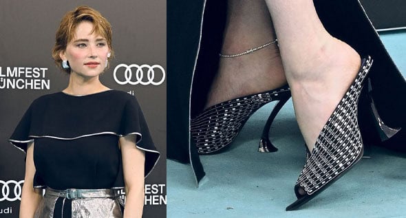 Haley Bennett Proves Sculptural Heels Are 2026’s Biggest Trend in Crystal Lanvin Mules