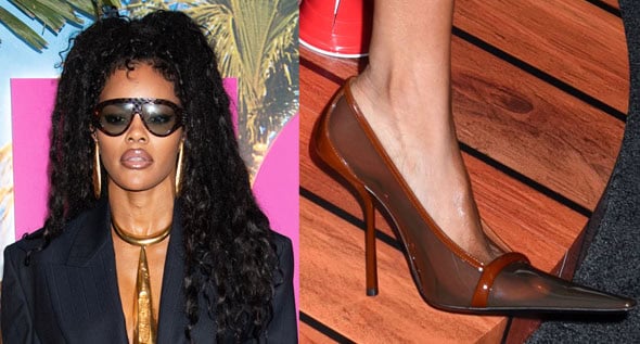Teyana Taylor Elevates Bermuda Short Suiting in Translucent Saint Laurent Pumps